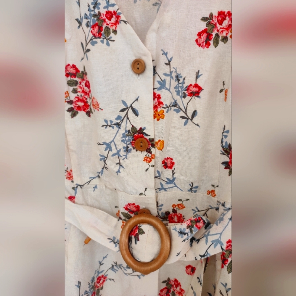 Mango floral linen dress